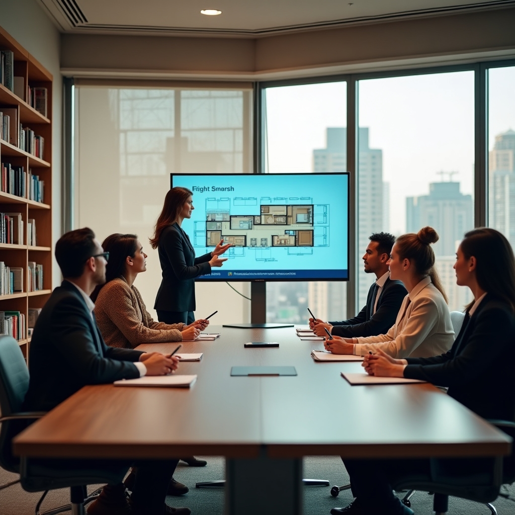 Real estate sales team in a training session